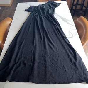 Kirundo One Shoulder Sleeveless Midi Dress Ruffle Black Pullover Size Small NWT